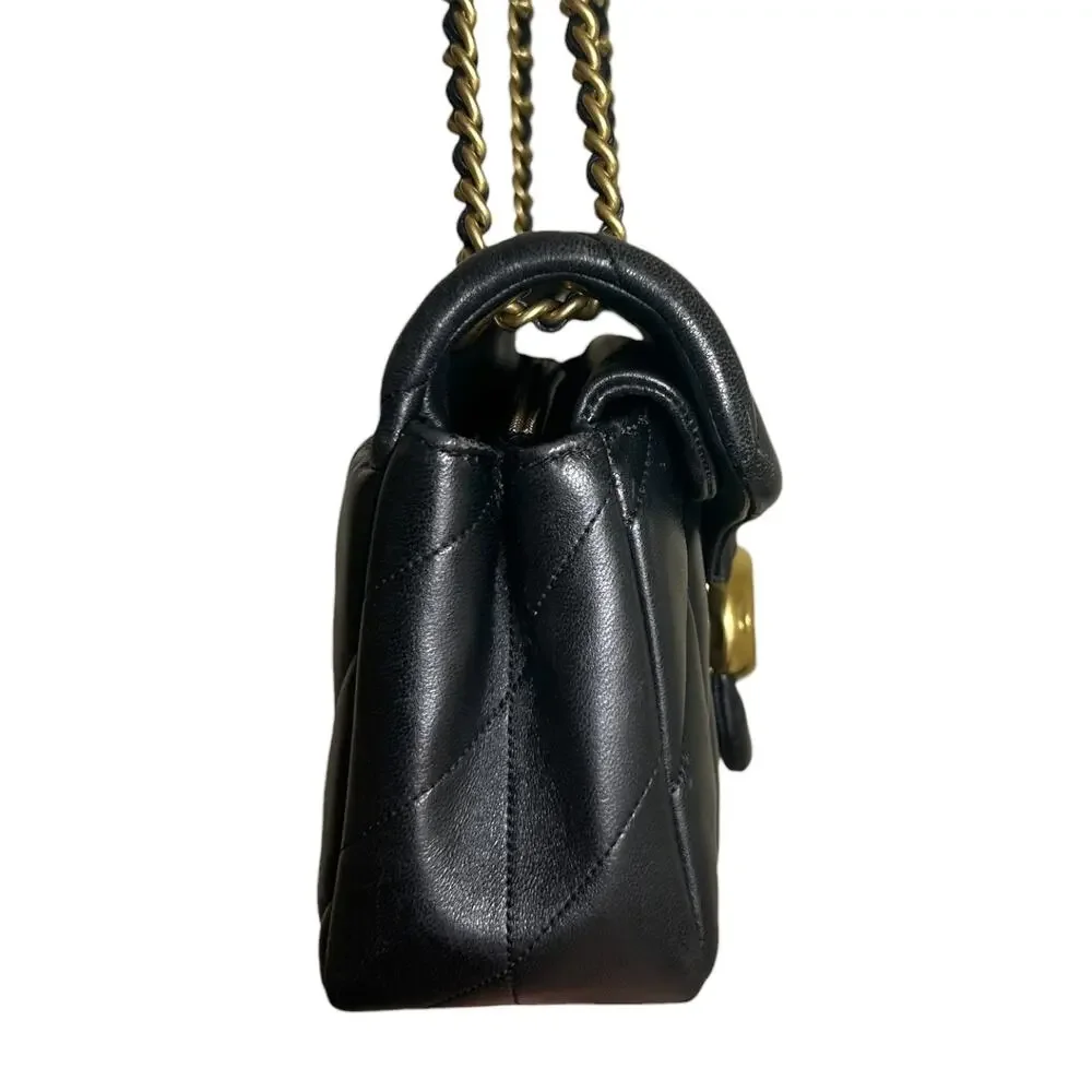 Coach Women's 'The Tabby' 26 Shoulder Bag Pillow Quilt Smooth Leather Black Gold